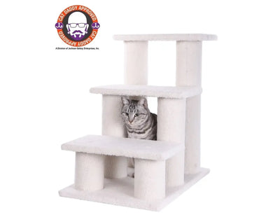 Real Wood 3-Step Cat Stairs Ramp - Climber for Small Dogs & Cats