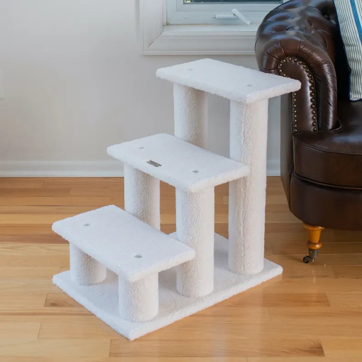 Real Wood 3-Step Cat Stairs Ramp - Climber for Small Dogs & Cats