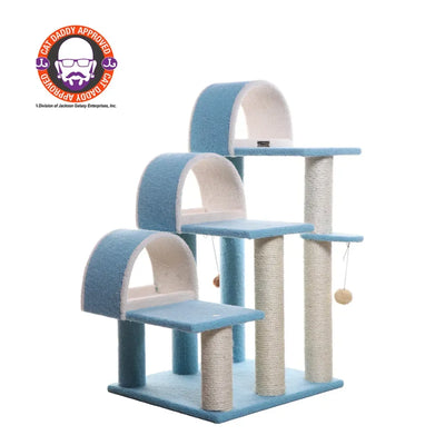 Real Wood Cat Step Stairs Ramp with Scratcher and Tunnel