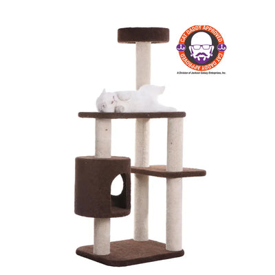 Three-Level Real Wood Cat Tree with Carpeted Condo and Play House