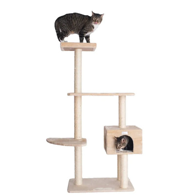 Real Wood Cat Tree with Multiple Perches - Indoor Pet Climber