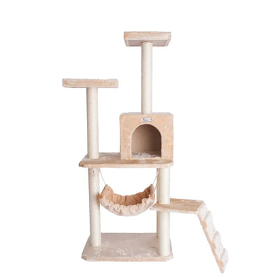 Real Wood Cat Tree House with Multiple Levels - Indoor Pet Climber