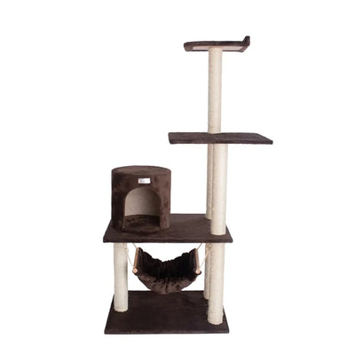 GleePet 59-Inch Real Wood Cat Hammock with Play Condo