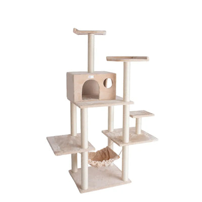 GleePet Cat Tree - Multi-Level Play Structure with Five Levels, Hammock, and Condo