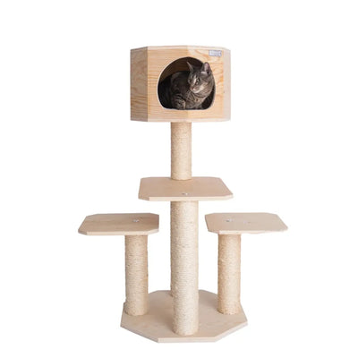 Armarkat Premium Scots Pine Cat Tree - Solid Wood Multi-Level Cat Playground