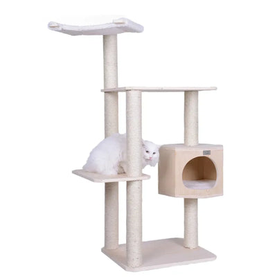 Premium Scots Pine Cat Tree with Three Levels - Real Wood Pet Climber