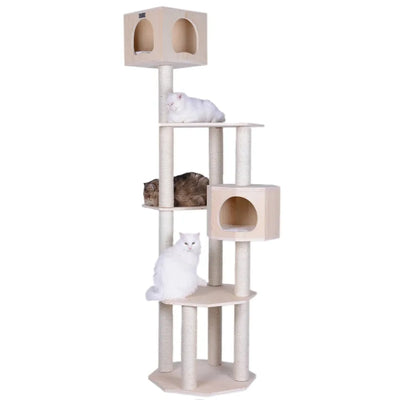 Premium Scots Pine Cat Tree - Tall Sturdy Cat Tower for Multiple Cats