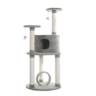 Real Wood Cat Condo with Sisal Covered Scratcher - Indoor Pet Climber