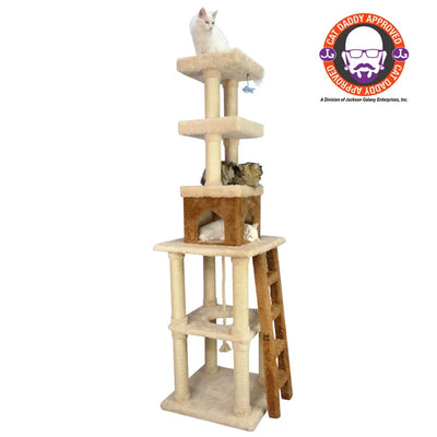 Real Wood Multi-Level Cat Tower - Fun & Comfort in One!