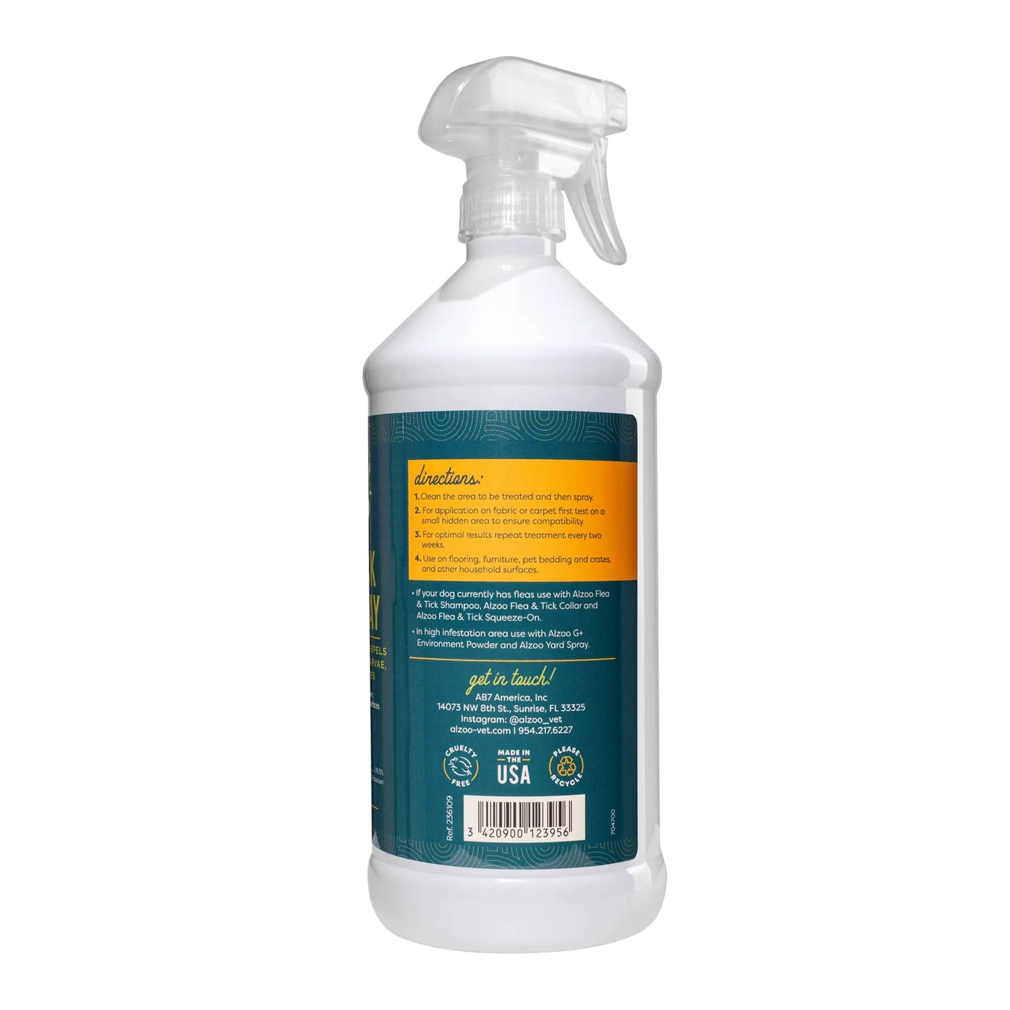 ALZOO Natural Flea & Tick Home Spray 32oz - Plant-Based Insect Repellent