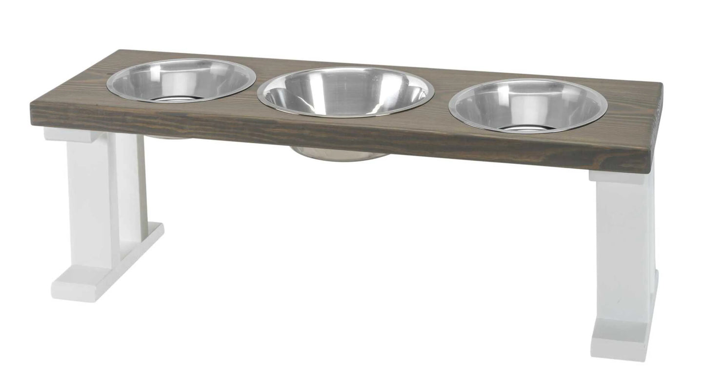 Farmhouse Elevated Pet Feeder with 3 Bowls - Convenient Pet Dining Experience