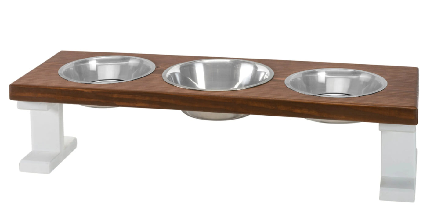 Farmhouse Elevated Pet Feeder with 3 Bowls - Convenient Pet Dining Experience