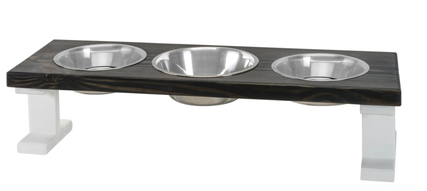Farmhouse Elevated Pet Feeder with 3 Bowls - Convenient Pet Dining Experience