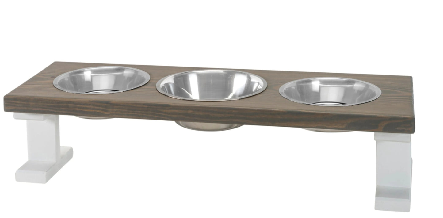 Farmhouse Elevated Pet Feeder with 3 Bowls - Convenient Pet Dining Experience
