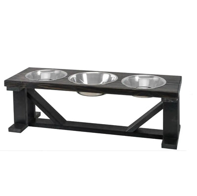 Farmhouse Elevated Dog Feeder with 3 Bowls - Stylish and Functional Pet Dining Accessory