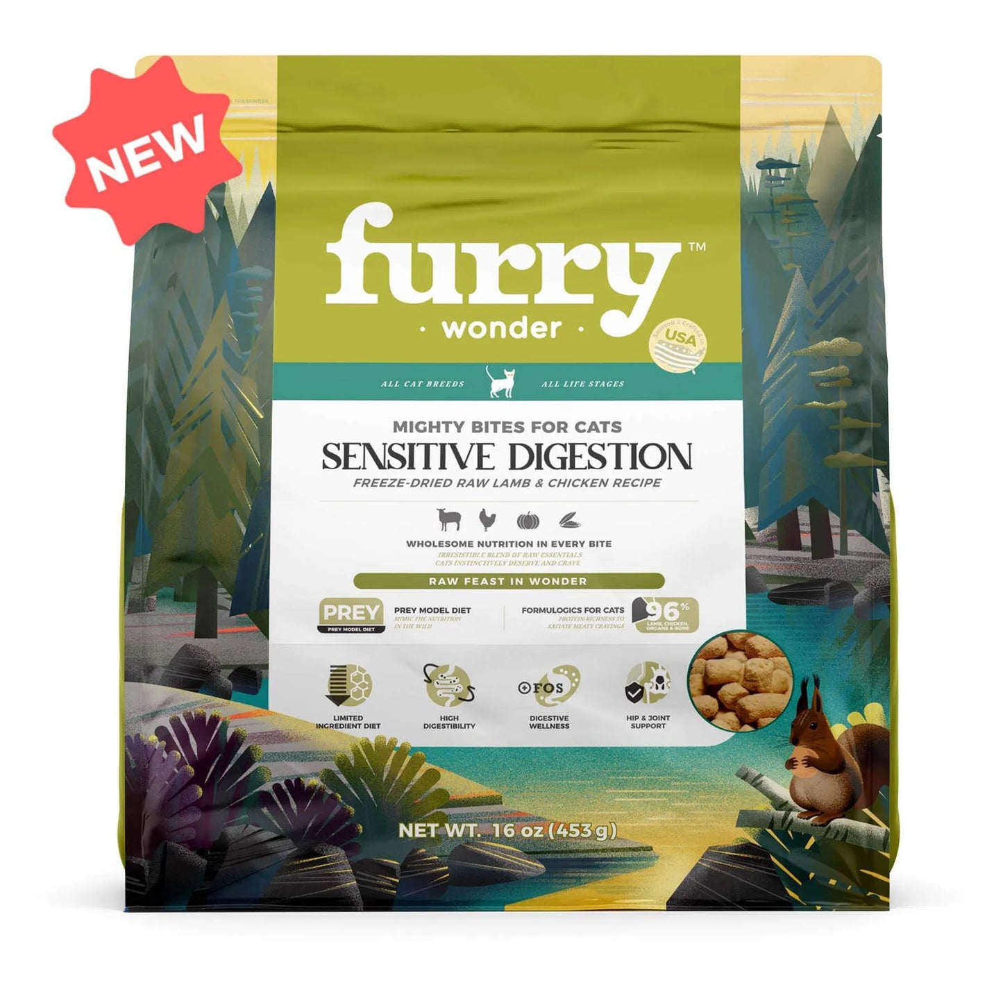Sensitive Digestion Freeze-Dried Raw Lamb&Chicken Recipe - Gentle Cat Food, 16oz