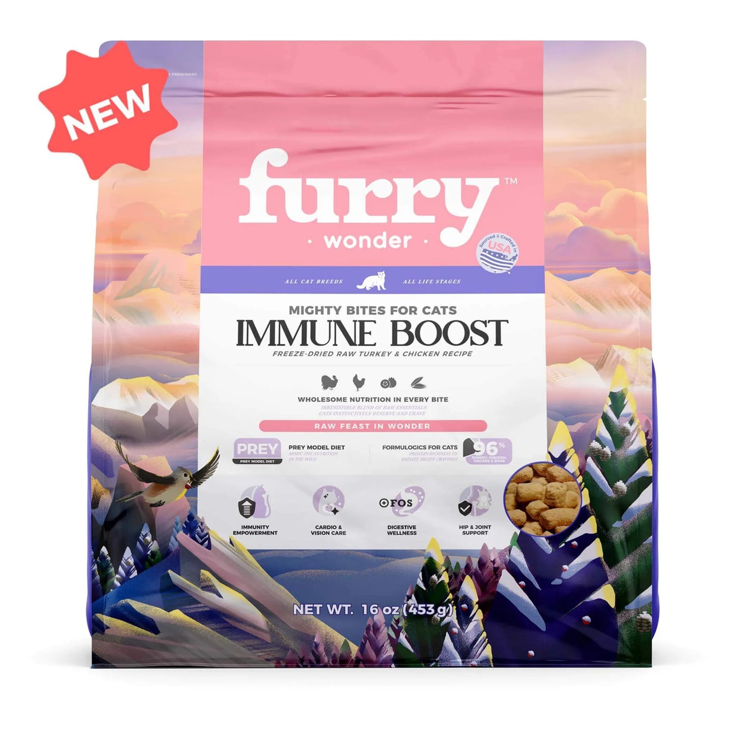 Immune Boost Freeze-Dried Raw Turkey&Chicken Recipe - Healthy Cat Food, 8oz