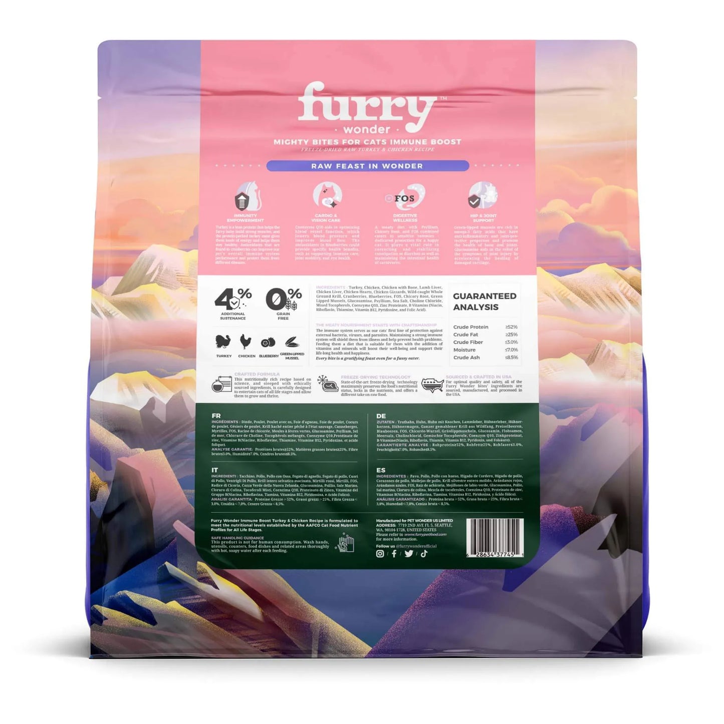 Immune Boost Freeze-Dried Raw Turkey&Chicken Recipe - Healthy Cat Food, 8oz