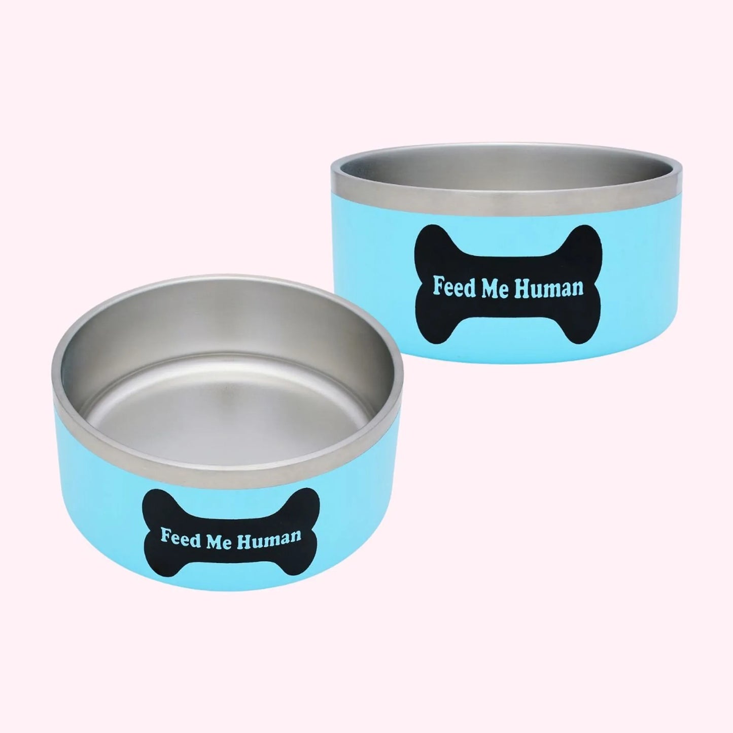 'Feed Me Human' High-Quality Stainless Steel Dog Food Bowl