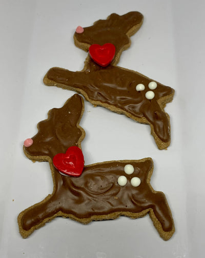 Rudy Reindeer - Carob Cookie Decorated Dog Treat