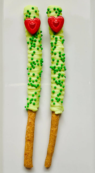 The Grinch Dip Stick Dog Treat - Parmesan Cheese Stick with Icing
