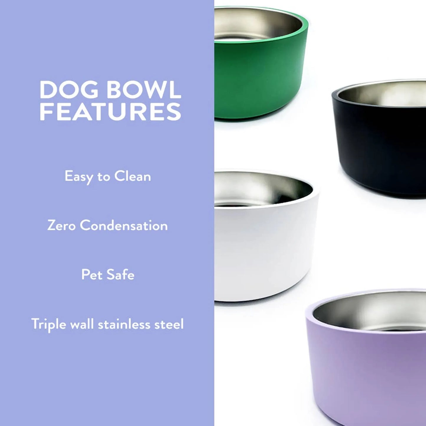 Black Dog Bowl - Stainless Steel, Durable and Puncture Resistant