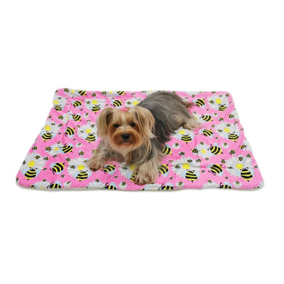 Ultra Soft Minky Bumblebee and Flowers Pet Blanket - Plush Comfort