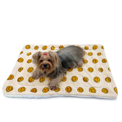 Ultra-Soft Plush Dog Blanket with Happy Face Prints