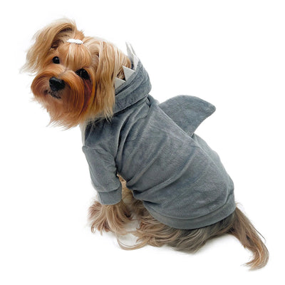 Ultra Plush Shark Hoodie for Dogs with Fin & Teeth