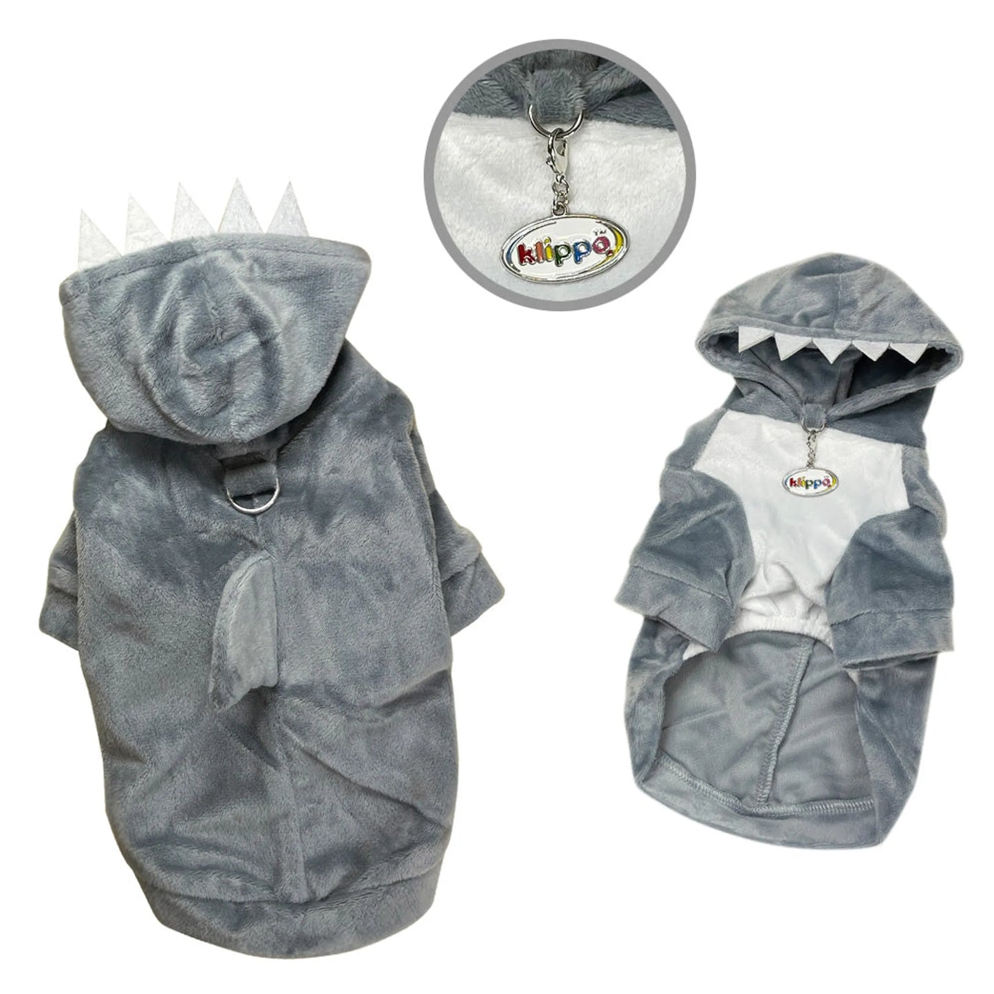 Ultra Plush Shark Hoodie for Dogs with Fin & Teeth
