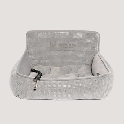 NANDOG Bling Dog Car Seat in Light Grey - Luxurious and Safe Pet Travel Solution