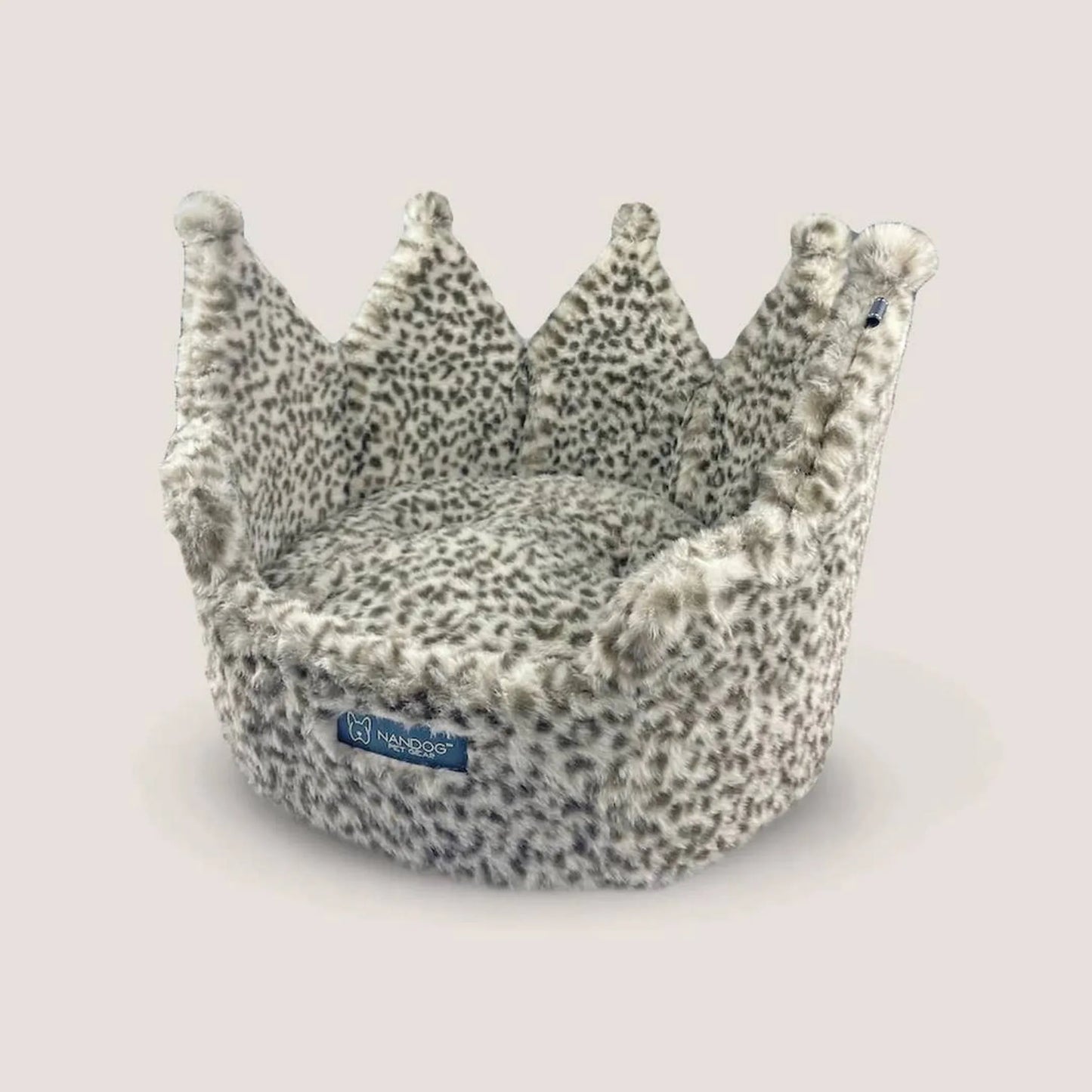 NANDOG Large Crown Bed in Leopard Print - Regal and Comfortable Pet Bed