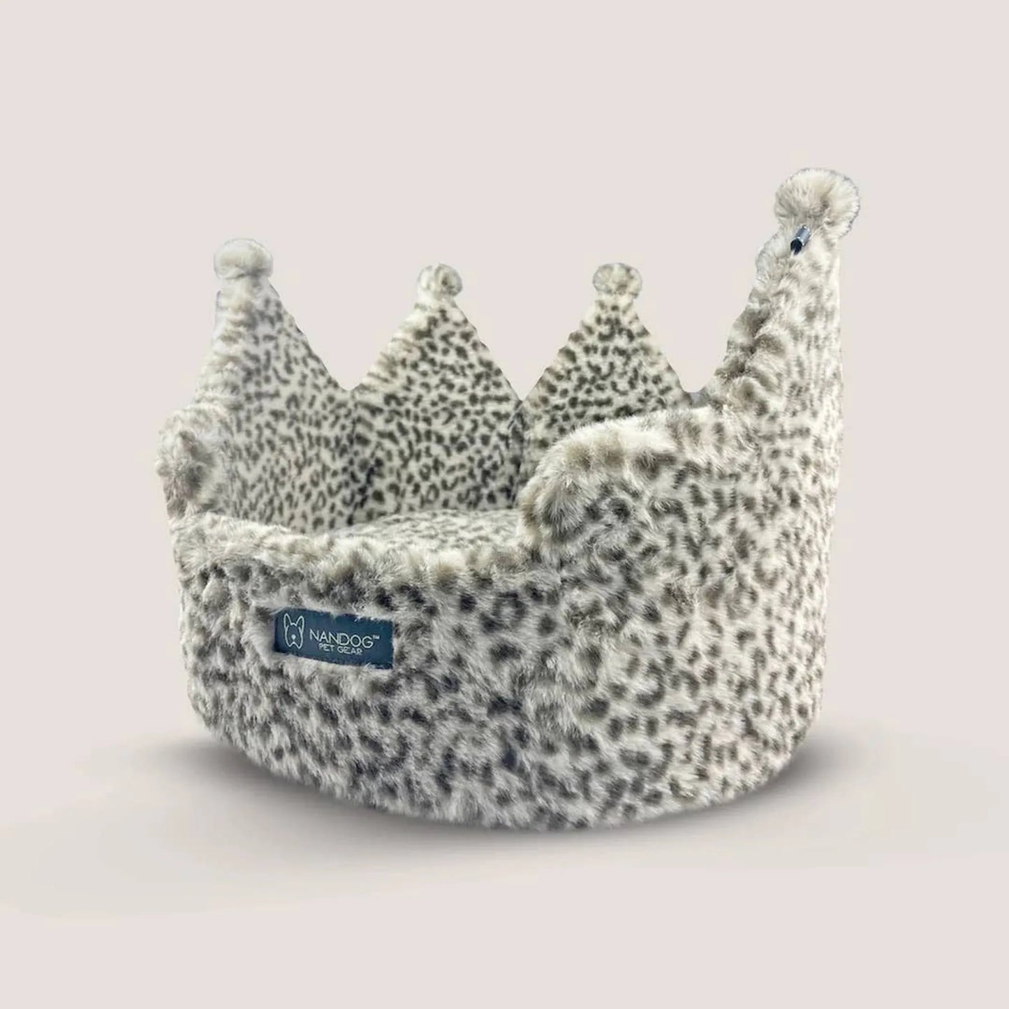 NANDOG Large Crown Bed in Leopard Print - Regal and Comfortable Pet Bed