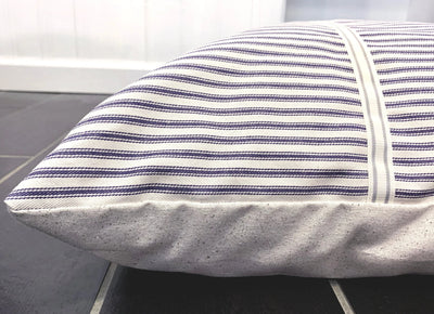 Vintage Farmhouse Navy Ticking Dog Bed - Comfortable and Stylish