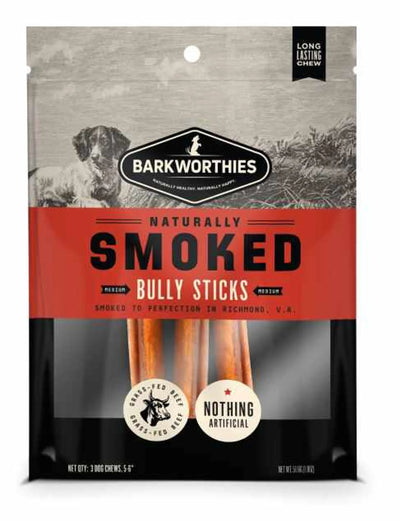 Barkworthies Smoked Bully 6 Thick Dog Chews 3pk - Natural, Tasty