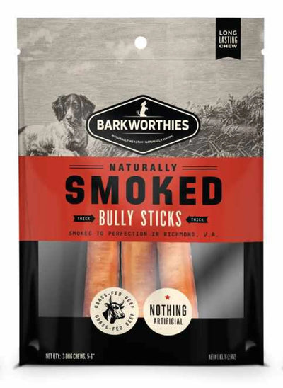 Barkworthies Smoked Bully 6 Thick 3pk - Natural, Protein-rich Dog Chew