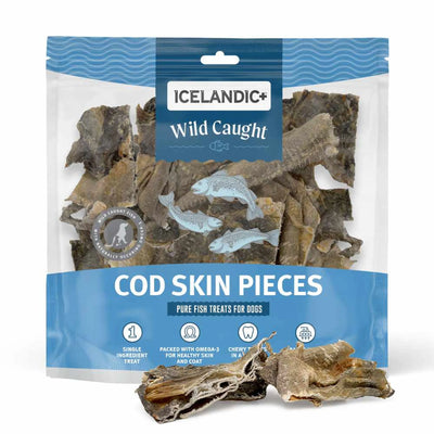 Icelandic+ Cod Skin Pieces - Freeze Dried Dog Treats, 1lb Bag