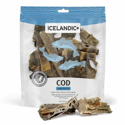 Icelandic+ Cod Skin Pieces - Freeze Dried Dog Treats, 8oz Bag