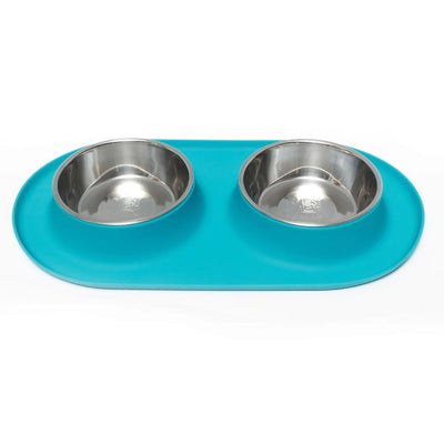 Messy Mutts Double Silicone Feeder with Stainless Bowls - Pet Feeding Solution