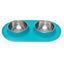 Messy Mutts Double Silicone Feeder with Stainless Bowls - Pet Feeding Solution