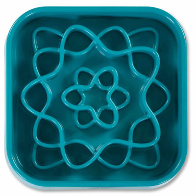 Messy Mutts Interactive Square Slow Feeder Blue - Stimulating Dog Feeder