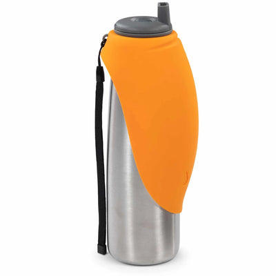 Messy Mutts Travel Water Bottle with Silicone Flip Up Bowl - Hydration On-The-Go