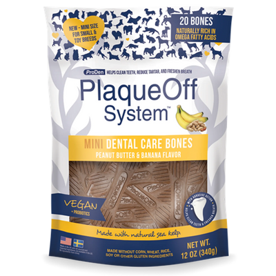 PlaqueOff Mini Dental Care Bones - Peanut Butter & Banana Flavor