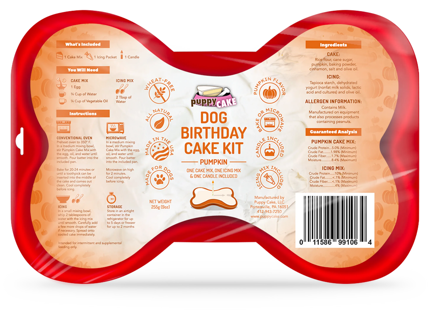 Puppy Cake Dog Birthday Cake Kit in Peanut Butter Flavor - Special Occasion Treat