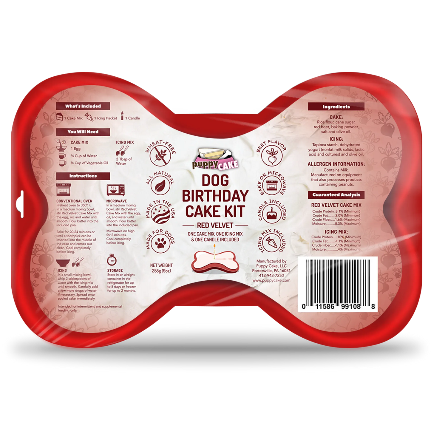 Puppy Cake Dog Birthday Cake Kit in Peanut Butter Flavor - Special Occasion Treat