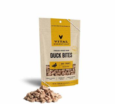 Vital Essentials Freeze-Dried Duck Bites, High-Protein Dog Treats, 5.5oz