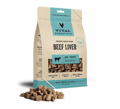 Vital Essentials Freeze-Dried Raw Beef Liver, Nutrient-Rich Dog Treats, 15oz