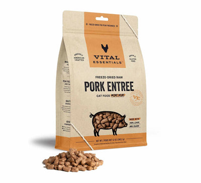 Vital Essentials Freeze-Dried Raw Pork Cat Food - Protein-Rich Mini Nibs