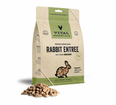 Vital Essentials Freeze-Dried Raw Rabbit Cat Food - Nutrient-Rich Mini Nibs