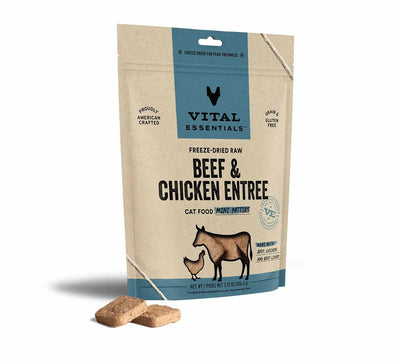 Vital Essentials Freeze-Dried Raw Beef & Chicken Cat Food - Nutrient-Rich Mini Patties